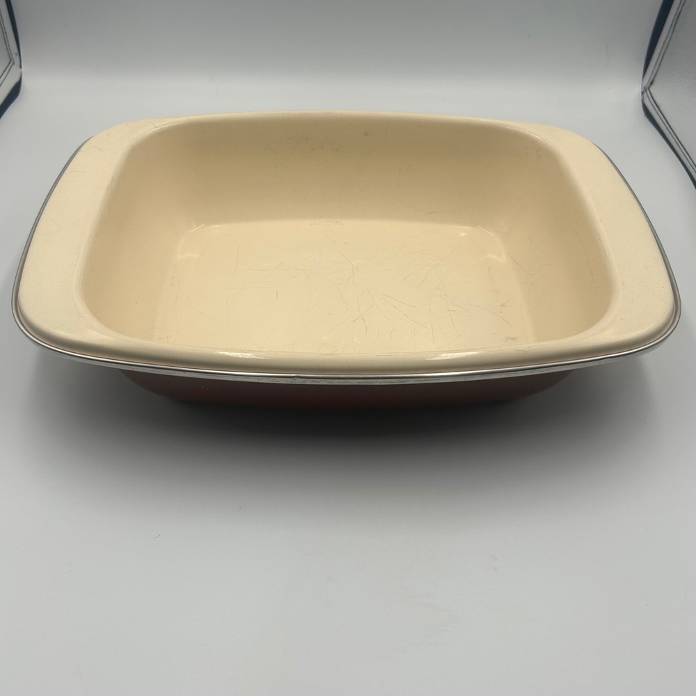 Paula Deen Red Speckled Enamel on Steel Rectangular Baking Pan Casserole 10x14